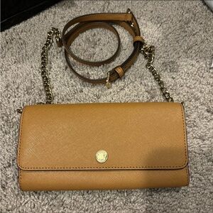 Michael Kors Tan Leather Chain Strap Crossbody Bag